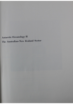 Antarctic Oceanology II The Australian New Zealand Sector