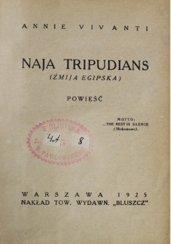 Naja Tripudians  Posłannictwo Jasia Bajka o Alladynowym Pierścieniu 1925 r.