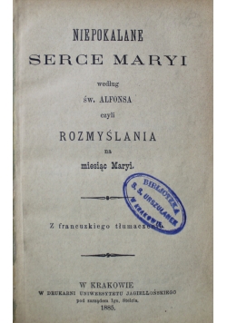 Niepokalane Serce Maryi 1885 r.