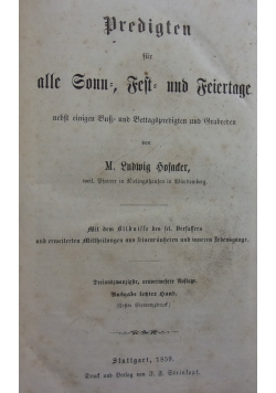 Predigten fur alle Sonn ,1859 r.