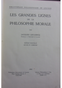 Les grandes lignes de la philosophie morale