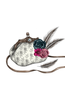 Karnet Swarovski kwadrat Torebka z piórami