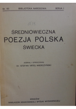 Średniowieczna poezja polska świecka, 1923r.