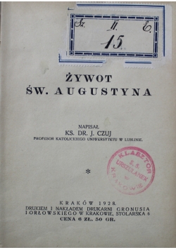 Żywot Św Augustyna 1928 r.