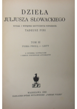 Dzieła Juljusza Słowackiego ,Tom III.1933r.