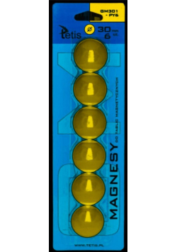Magnesy do tablic żółte gładkie 6szt. GM301-PY6