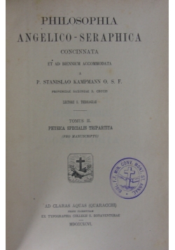 Philosophia Angellico - Seraphica. Tom II. 1896 r.