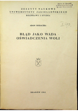Błąd jako wada oświadczenia woli