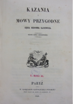 Kazania i Mowy Przygodone, 1848 r.