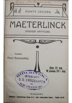 Maeterlinck studyum krytyczne 1910 r.