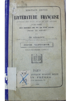 Morceaux Choisis de Litterature Francaise 1896 r.