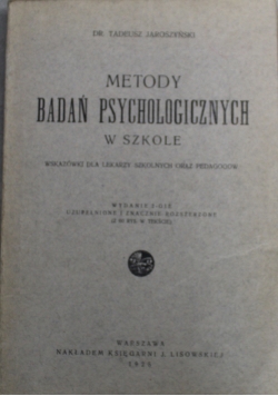 Metody badań psychologicznych w szkole 1925 r.
