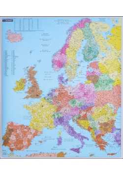 Europa. Mapa ścienna. Kody pocztowe 1:3,4 mln