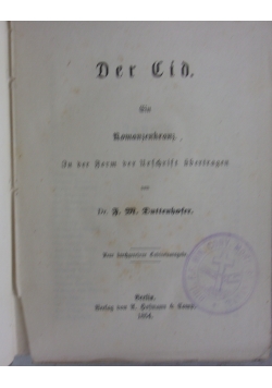 Der Cid, rok 1854