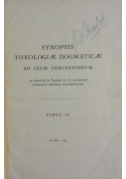 Synopsis theologiae dogmaticae, 1934r.