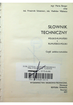 Słownik techniczny polsko rumuński i rumuńsko polski