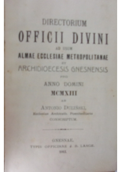 Directorium Officii Divini ad usum Almae Ecclesiae Metropolitanae, 1912 r.