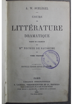 Cours De Literature Dramatique 1865 r.