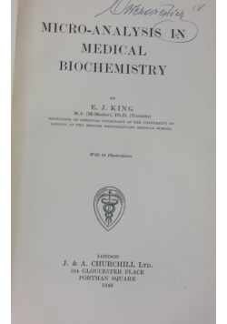 Micro-analysis in medical biochemistry, 1946 r.