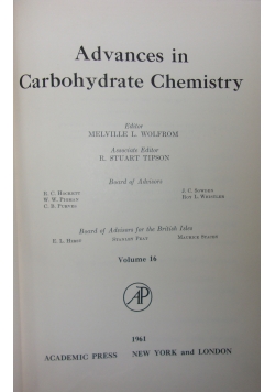 Advances in Carbohydrate Chemistry, tom 16