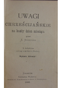 Uwagi chrześcijańskie na każdy dzień miesiąca, 1880r.
