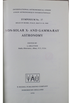 Non Solar X and Gamma Ray Astronomy