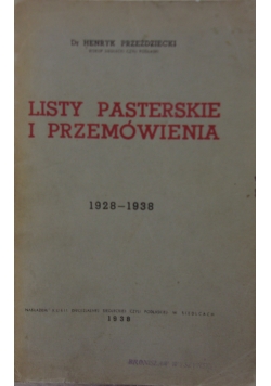Listy Pasterskie i przemówienia  1928- 1938 1938 r autograf przeździeckiego