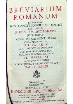 Breviarium Romanum Pars Hiemalis 1948 r.