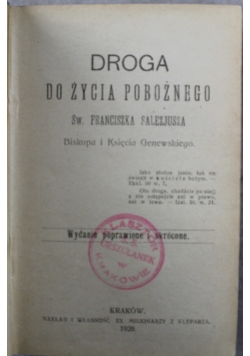 Droga do życia pobożnego 1920 r
