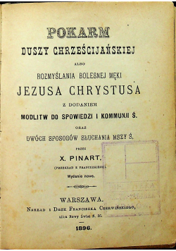 Pokarm Duszy chrześcijańskiej 1896 r.
