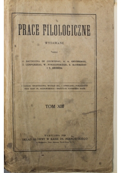 Prace filologiczne tom XIII 1928 r.