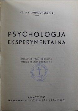 Psychologia eksperymentalna 1933 r