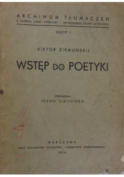 Wstęp do poetyki, 1934 r.