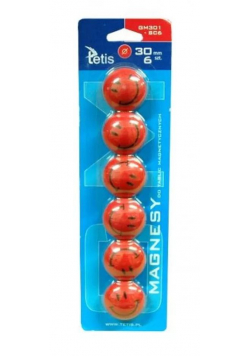 Magnesy do tablic czerwone uśm. 6szt. GM301-SC6