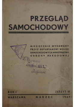 Przegląd Samochodowy ,1947r.