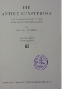 Die Antike kunstprosa , 1915r.