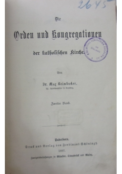 Die Orden und Kongregationen,1897 r.