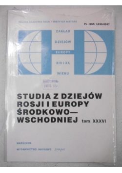 Studia z dziejów Rosji i Europy Środkowo-Wschodniej, Tom XXXVI, Nowa