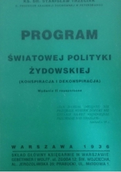 Program światowej polityki żydowskiej (konspiracja i dekonspiracja), reprint z 1936r.