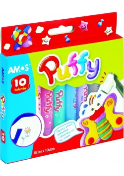 Farby do tkanin Puffy 10 kolorów blister AMOS