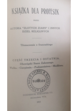Książka dla Profesek ,1912 r.
