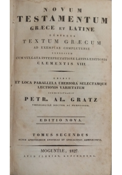 Novum Testamentum Graece et Latine, 1827 r.