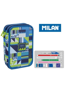 Piórnik MILAN 2-poziomowy z wyposażeniem NEW GEO niebieski