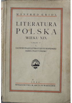 Literatura Polska wieku XIX 1931 r