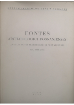 Fontes Archaeologici Posnanienses Vol. XXXII (1981)