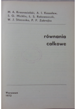 Równania całkowe