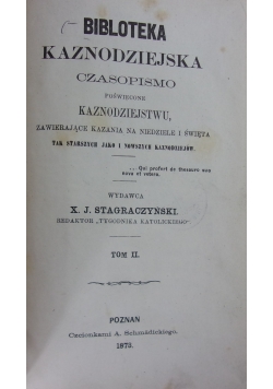 Biblioteka Kaznodziejska Czasopismo, tom II, 1873r.
