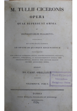 M Tullii Ciceronis Opera Quae Supersunt Omnia 1826 r