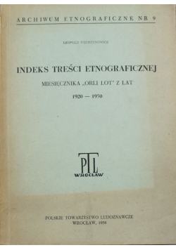 Indeks treści etnograficznej Archiwum Etnograficzne nr 9