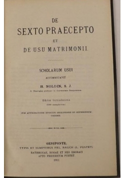 De sexto praecepto et de usu matrimonii, 1941 r.